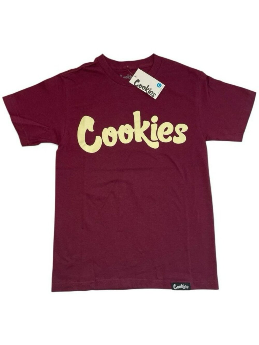 Cookies Logo T-Shirt Burgundy Red Cotton Crewneck Short Sleeve Men's Size M NEW - Picture 1 of 6